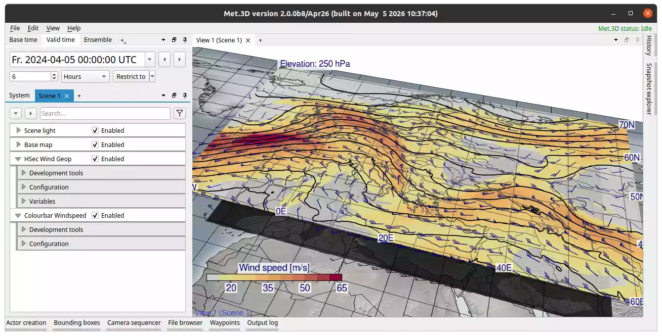 Horizontal cross-section visualization in Met.3D