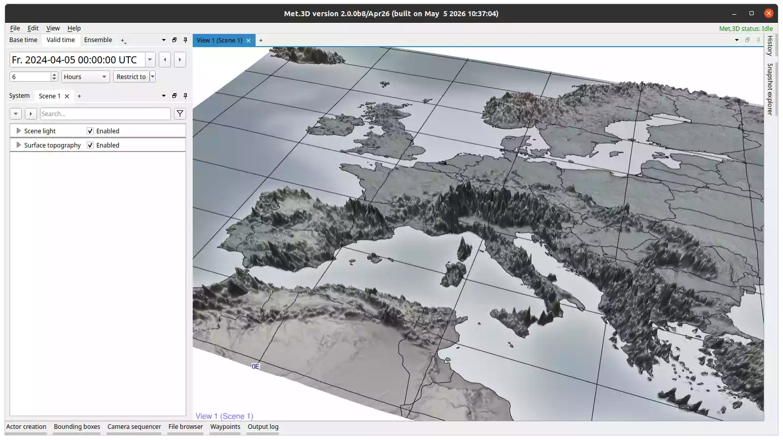 Surface topography actor rendering pressure terrain.