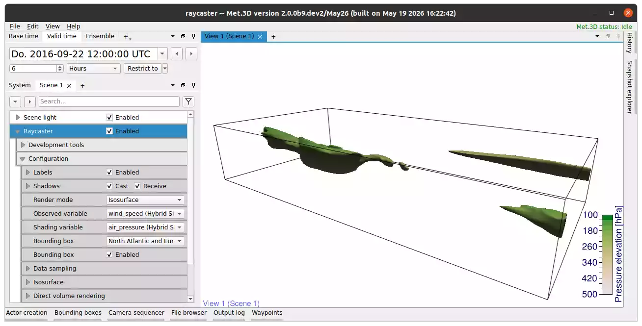 A volume raycaster showing an iso-surface together with a transfer function.